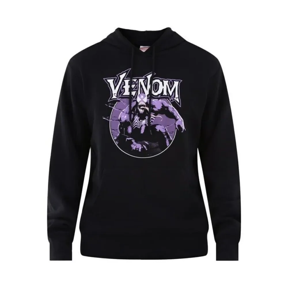 Venom Pullover Hoodie Men's Size Large Graphic Print Black Long Sleeve